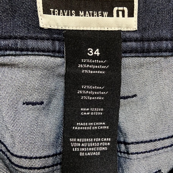 Travis Mathew Mens Jeans Dark Wash Straight Fit Comfort Stretch Size 34x32 - Picture 6 of 10